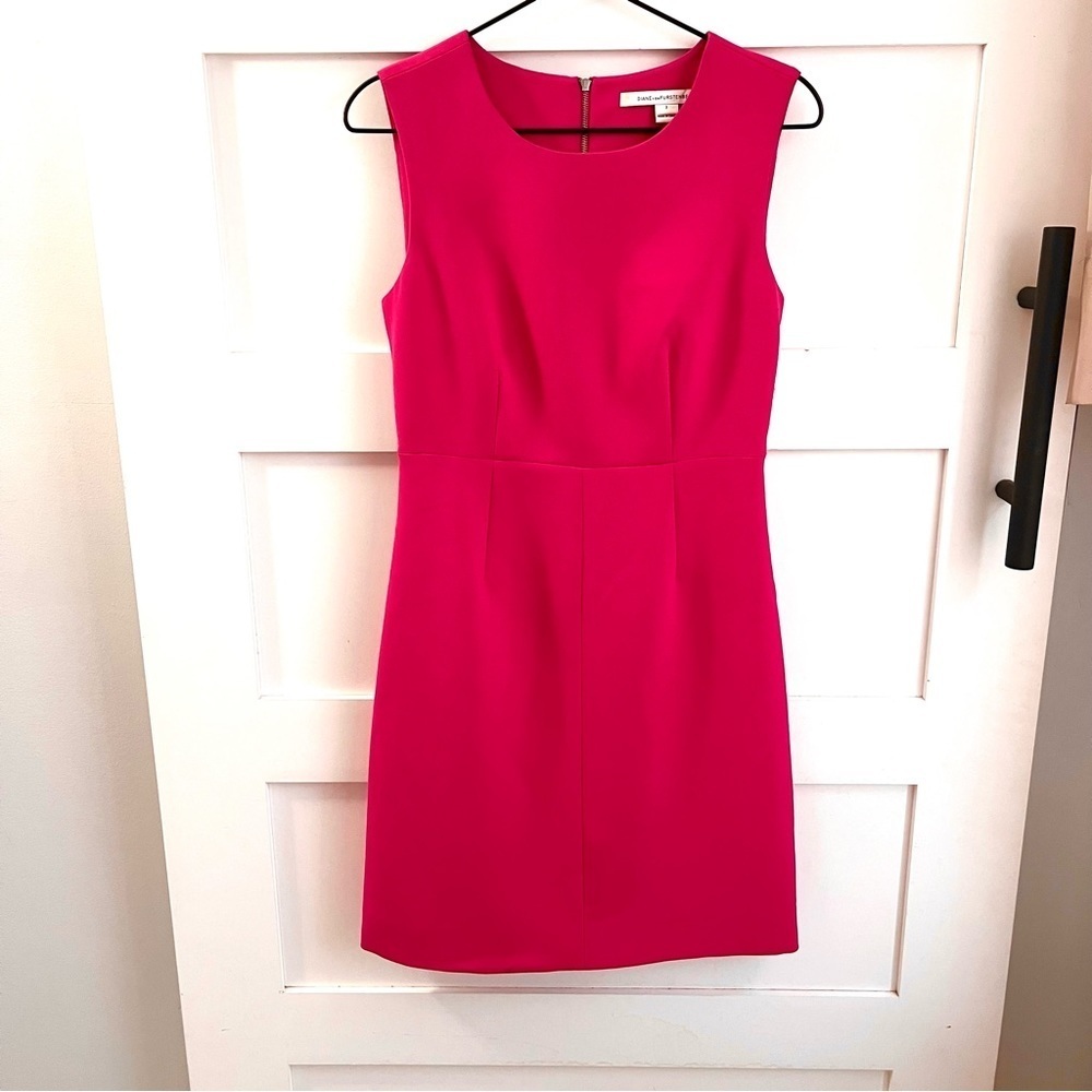 DIANE Von FURSTENBERG | GUC Pink Midi Dress Zip Back Sleeveless sz 2 **defects
